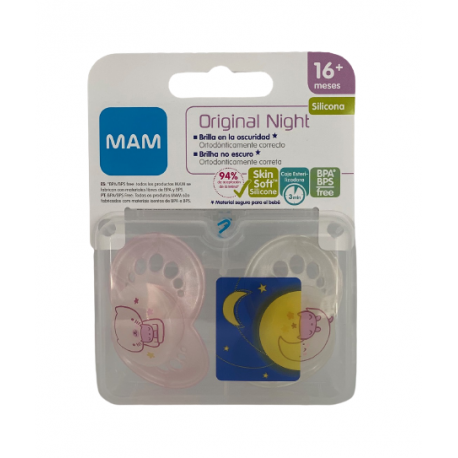 MAM CHUPETE ORIGINAL NOCHE +16M SIL ROSA/BLANCO 2U