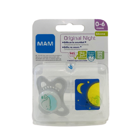 MAM CHUPETE ORIGINAL NOCHE 0-6M SILIC GRIS/BLANCO