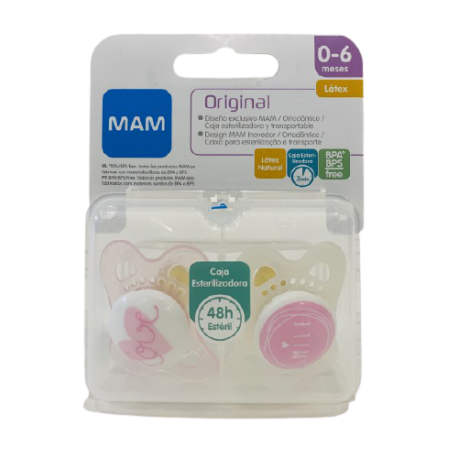 MAM CHAMPU ORIGINAL 0 - 6 M LATEX ROSA BLANCO 2U