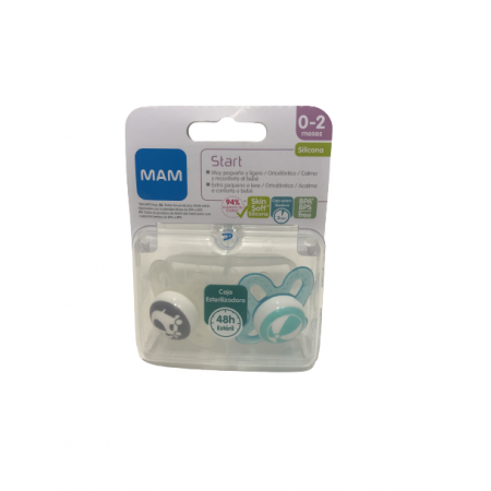 MAM CHUPETE START GRIS/AZUL 0-2 M SILI 2 U