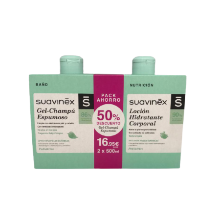 SUAVINEX DUPLO GEL ESPUMOSO + LOCION 1 ENVASE 500 ML