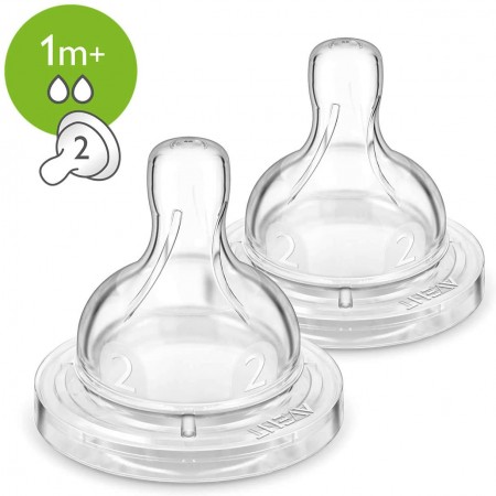 TETINA AVENT 2 AGUJ FLUJO LENT 1M+ 2U 632/27