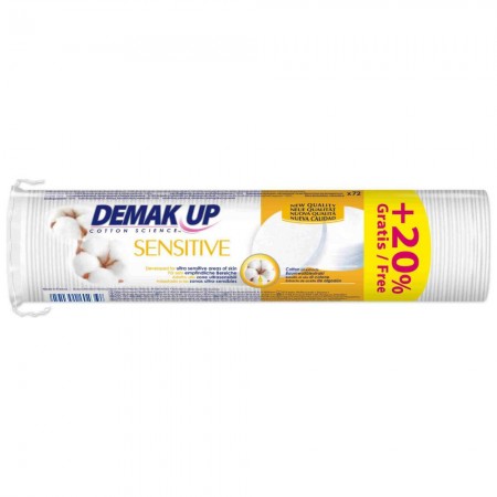 DISCOS DEMAK UP SENSITIVE COTTON 72 U+20% GRATIS